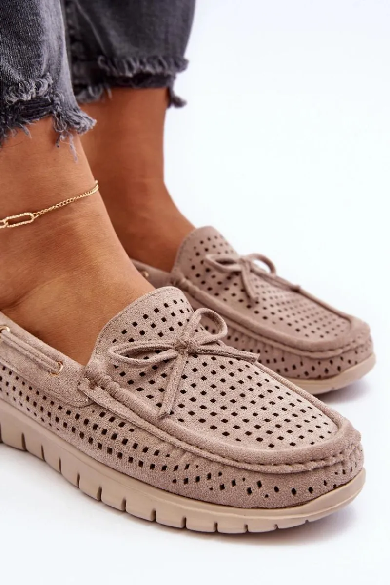 Loafersy Damskie|Mokasyny Na Platformie>Buty damskie Vinceza Mokasyny Damskie Z Kokardą Beżowe Reece Beżowy