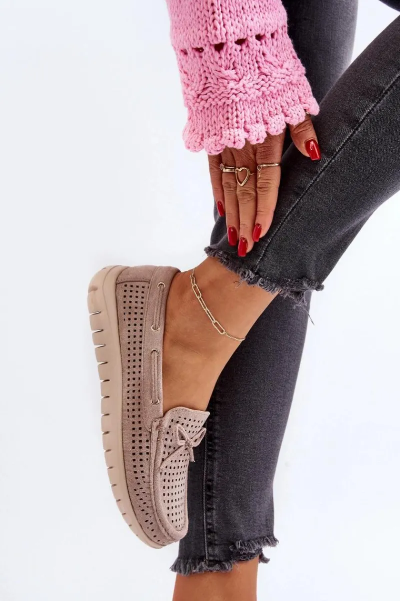 Loafersy Damskie|Mokasyny Na Platformie>Buty damskie Vinceza Mokasyny Damskie Z Kokardą Beżowe Reece Beżowy