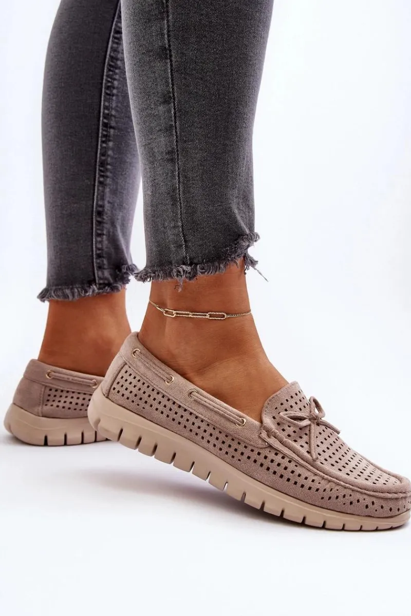 Loafersy Damskie|Mokasyny Na Platformie>Buty damskie Vinceza Mokasyny Damskie Z Kokardą Beżowe Reece Beżowy