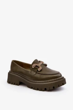 Mokasyny Na Platformie|Mokasyny Damskie Zamszowe>Boto Mokasyny Damskie Z Ozdobą Ciemnozielone Gargi