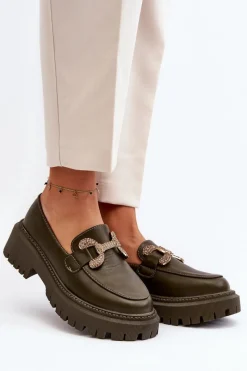 Mokasyny Na Platformie|Mokasyny Damskie Zamszowe>Boto Mokasyny Damskie Z Ozdobą Ciemnozielone Gargi