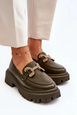 Mokasyny Na Platformie|Mokasyny Damskie Zamszowe></noscript>Boto Mokasyny Damskie Z Ozdobą Ciemnozielone Gargi