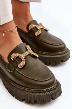 Mokasyny Na Platformie|Mokasyny Damskie Zamszowe></noscript>Boto Mokasyny Damskie Z Ozdobą Ciemnozielone Gargi
