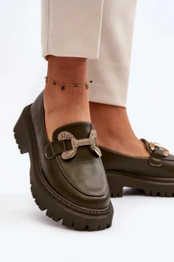 Mokasyny Na Platformie|Mokasyny Damskie Zamszowe></noscript>Boto Mokasyny Damskie Z Ozdobą Ciemnozielone Gargi