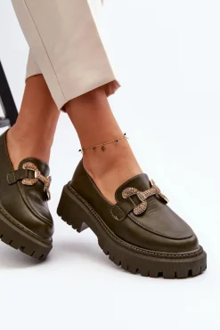 Mokasyny Na Platformie|Mokasyny Damskie Zamszowe></noscript>Boto Mokasyny Damskie Z Ozdobą Ciemnozielone Gargi