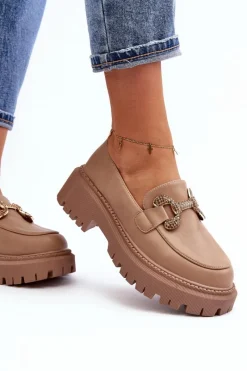 Mokasyny Na Platformie|Mokasyny Damskie Zamszowe></noscript>Boto Mokasyny Damskie Z Ozdobą Ciemnobeżowe Gargi