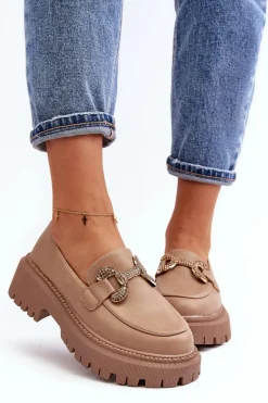 Mokasyny Na Platformie|Mokasyny Damskie Zamszowe></noscript>Boto Mokasyny Damskie Z Ozdobą Ciemnobeżowe Gargi