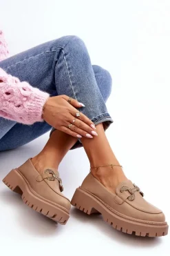 Mokasyny Na Platformie|Mokasyny Damskie Zamszowe></noscript>Boto Mokasyny Damskie Z Ozdobą Ciemnobeżowe Gargi