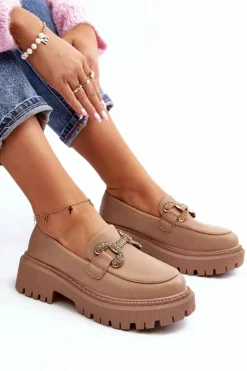 Mokasyny Na Platformie|Mokasyny Damskie Zamszowe></noscript>Boto Mokasyny Damskie Z Ozdobą Ciemnobeżowe Gargi