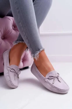 Best Mokasyny Damskie Zamszowe Komfortowe Szare Buggy Damskie Mokasyny Damskie Zamszowe