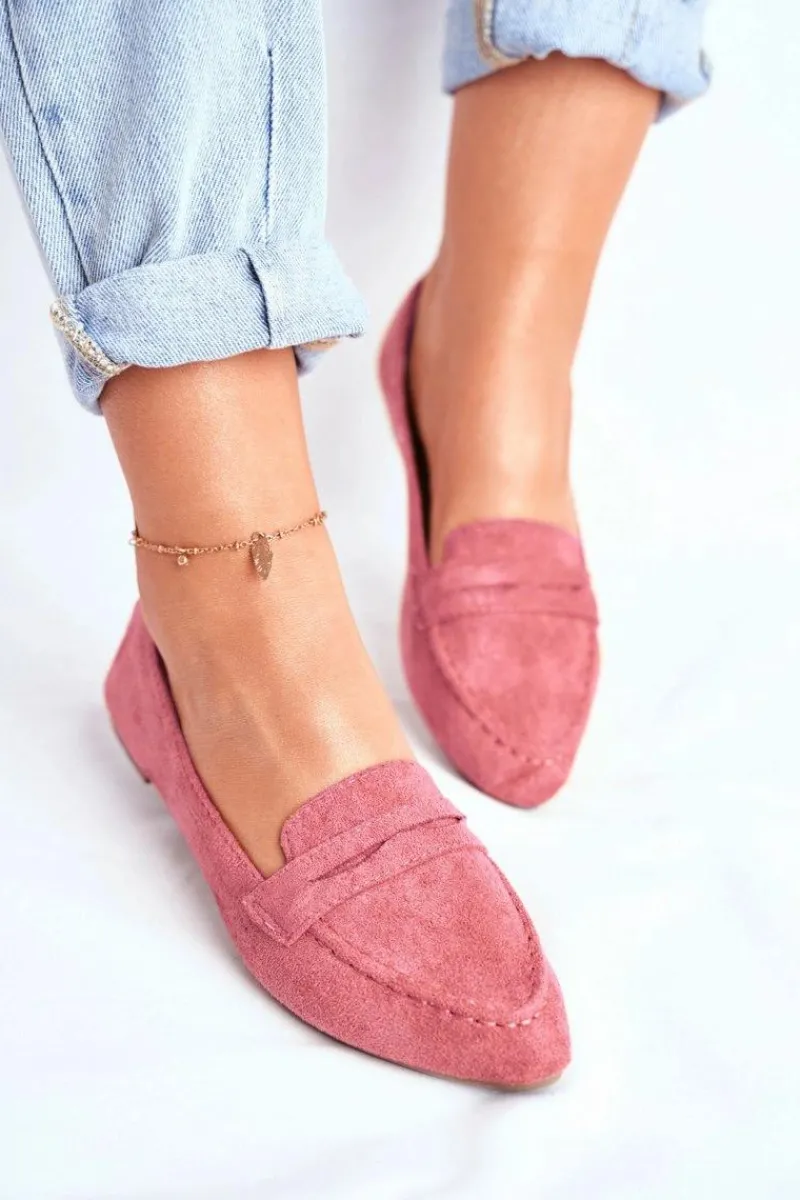 New Boto Mokasyny Damskie Zamszowe CH-1M6 Różowe Laveria