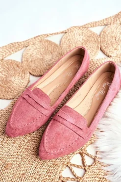 New Boto Mokasyny Damskie Zamszowe CH-1M6 Różowe Laveria