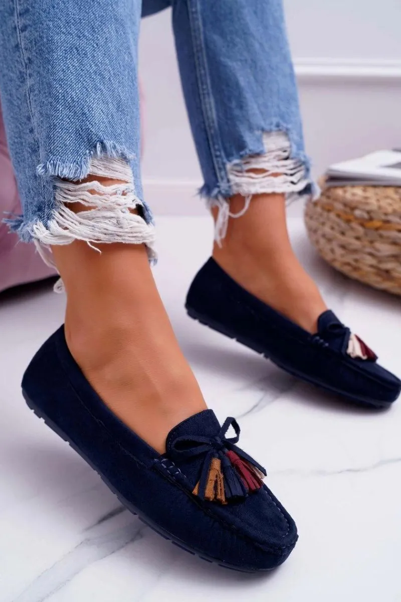 Mokasyny Damskie Zamszowe>Damskie buty S.Barski Mokasyny Damskie Zamszowe Granatowe S.Barski A199 Mohabe