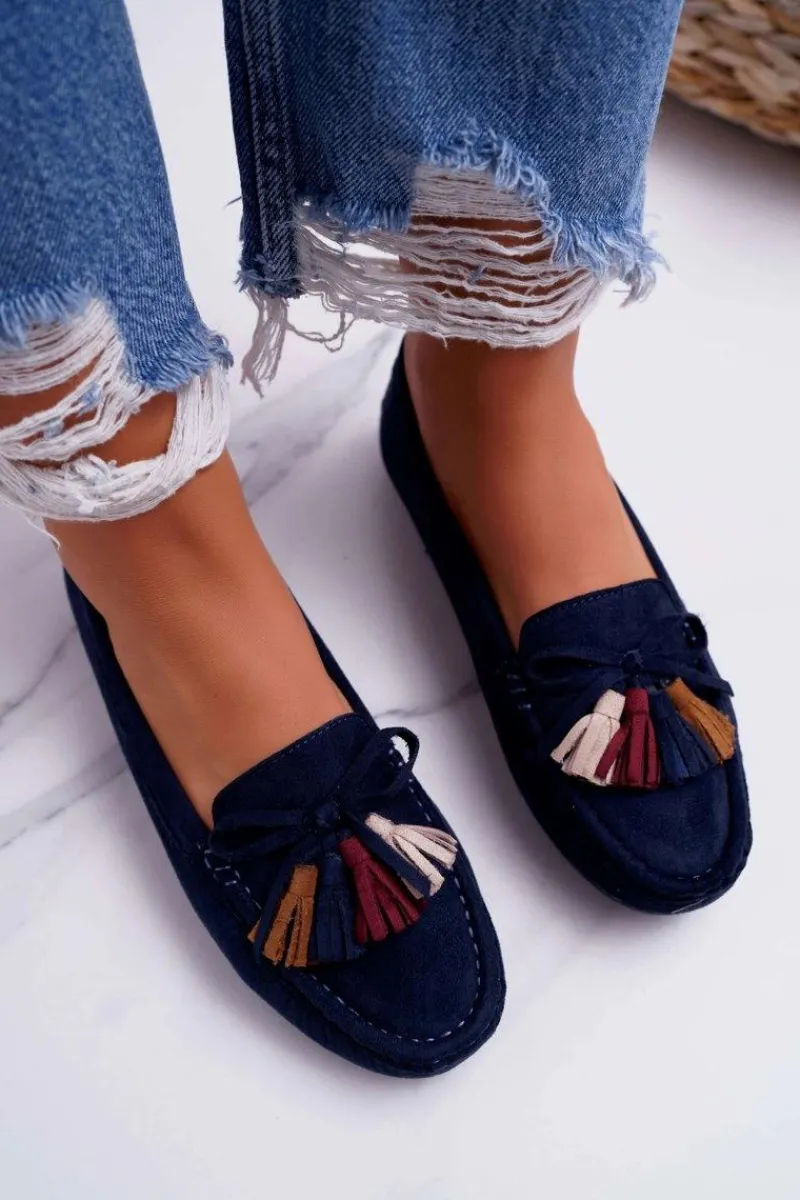 Mokasyny Damskie Zamszowe>Damskie buty S.Barski Mokasyny Damskie Zamszowe Granatowe S.Barski A199 Mohabe