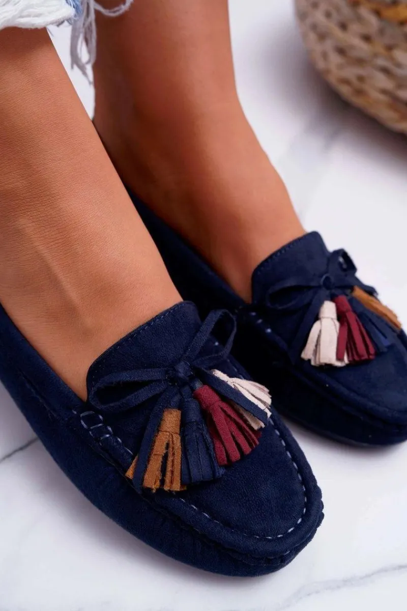 Mokasyny Damskie Zamszowe>Damskie buty S.Barski Mokasyny Damskie Zamszowe Granatowe S.Barski A199 Mohabe