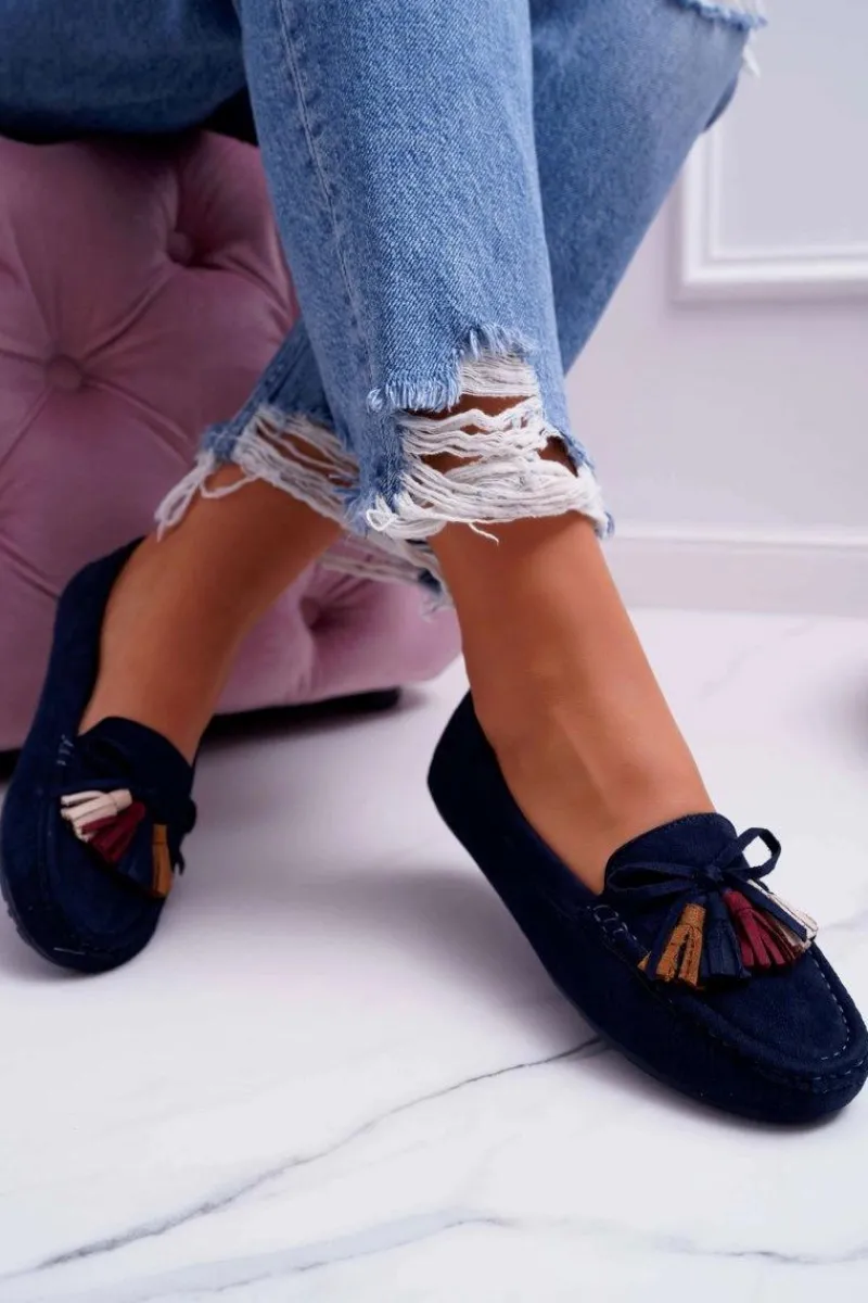 Mokasyny Damskie Zamszowe>Damskie buty S.Barski Mokasyny Damskie Zamszowe Granatowe S.Barski A199 Mohabe