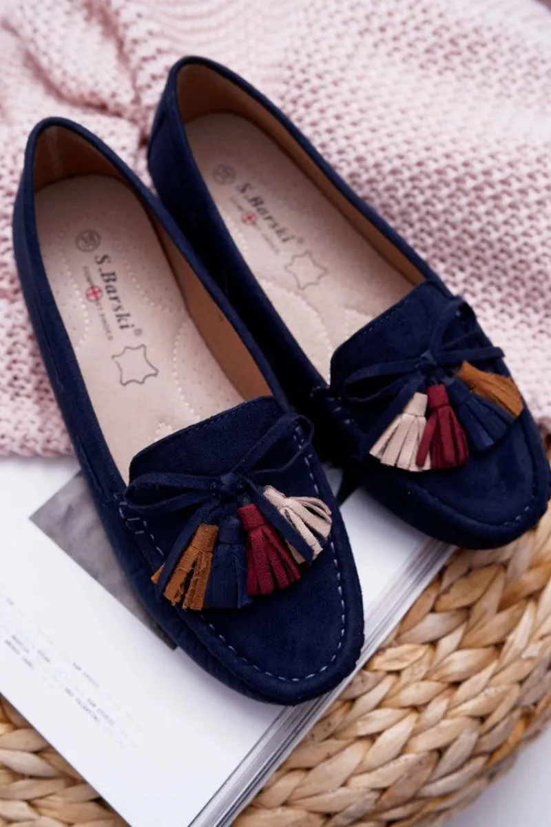 Mokasyny Damskie Zamszowe>Damskie buty S.Barski Mokasyny Damskie Zamszowe Granatowe S.Barski A199 Mohabe