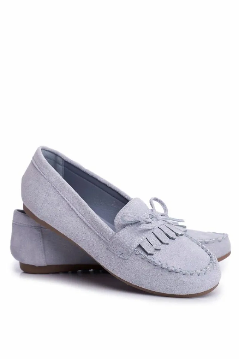 New Mokasyny Damskie Zamszowe Błękitne Velucci Damskie Mokasyny Damskie Zamszowe