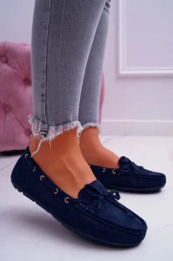 Discount Damskie buty S.Barski Mokasyny Damskie Zamszowe Granatowe S.Barski Gustoben