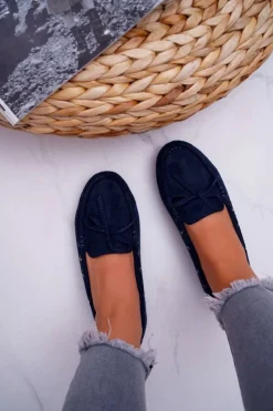 Discount Damskie buty S.Barski Mokasyny Damskie Zamszowe Granatowe S.Barski Gustoben