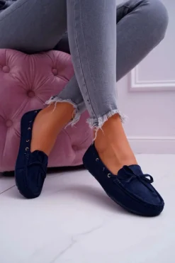 Discount Damskie buty S.Barski Mokasyny Damskie Zamszowe Granatowe S.Barski Gustoben