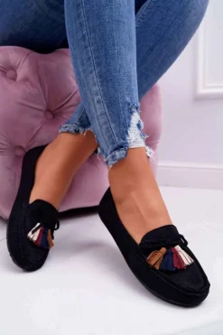 Best Mokasyny Damskie Zamszowe Czarne S.Barski A199 Mohabe Damskie Mokasyny Damskie Zamszowe