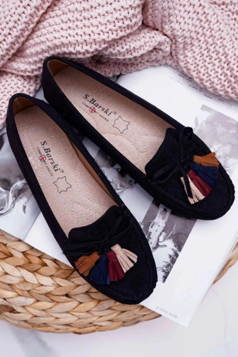 Best Mokasyny Damskie Zamszowe Czarne S.Barski A199 Mohabe Damskie Mokasyny Damskie Zamszowe