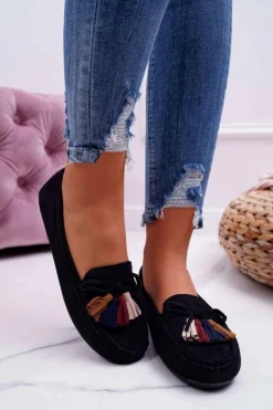 Best Mokasyny Damskie Zamszowe Czarne S.Barski A199 Mohabe Damskie Mokasyny Damskie Zamszowe