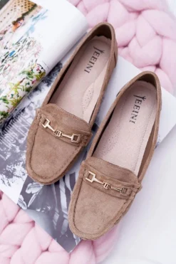 Online Mokasyny Damskie Zamszowe Comfort Beżowe Anzio Damskie Mokasyny Damskie Zamszowe