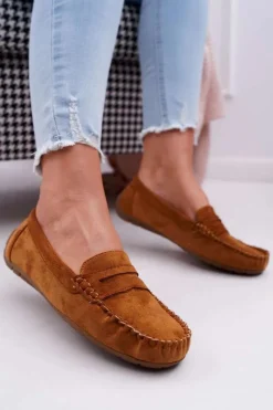 Outlet Mokasyny Damskie Zamszowe Bolero Camel Damskie Mokasyny Damskie Zamszowe