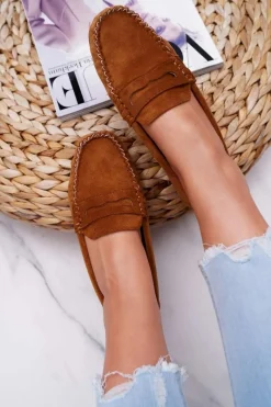 Outlet Mokasyny Damskie Zamszowe Bolero Camel Damskie Mokasyny Damskie Zamszowe