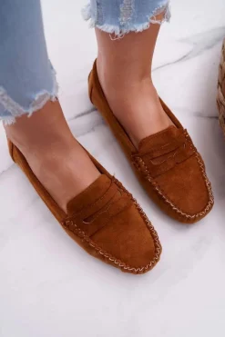 Outlet Mokasyny Damskie Zamszowe Bolero Camel Damskie Mokasyny Damskie Zamszowe