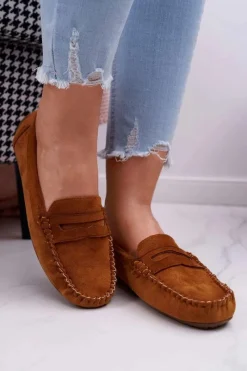 Outlet Mokasyny Damskie Zamszowe Bolero Camel Damskie Mokasyny Damskie Zamszowe
