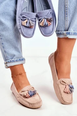 Hot Mokasyny Damskie Zamszowe Modne Beżowe Donna Mia Damskie Loafersy Damskie|Mokasyny Damskie Zamszowe