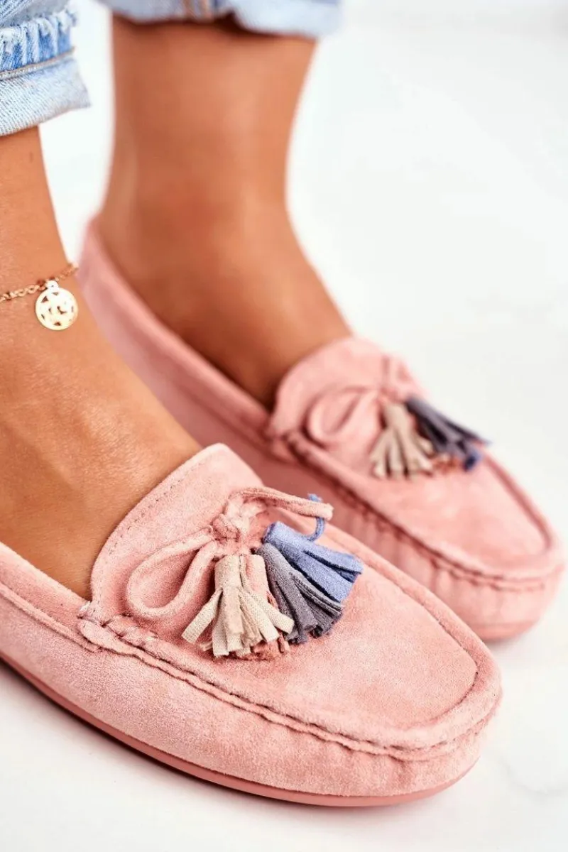 Loafersy Damskie|Mokasyny Damskie Zamszowe>Evento Mokasyny Damskie Zamszowe Modne Różowe Donna Mia