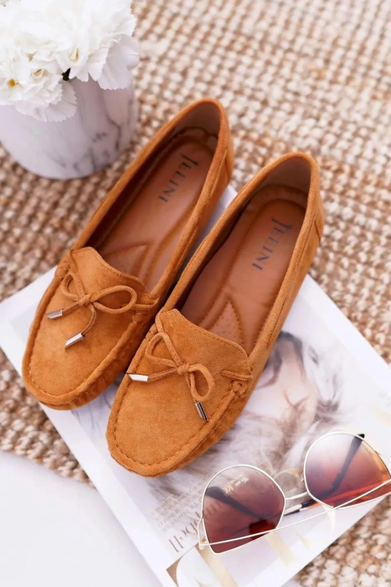 Outlet Mokasyny Damskie Zamszowe Komfortowe Camel Buggy Damskie Mokasyny Damskie Zamszowe