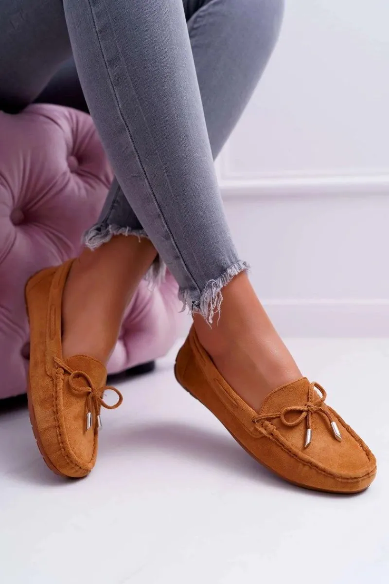 Outlet Mokasyny Damskie Zamszowe Komfortowe Camel Buggy Damskie Mokasyny Damskie Zamszowe