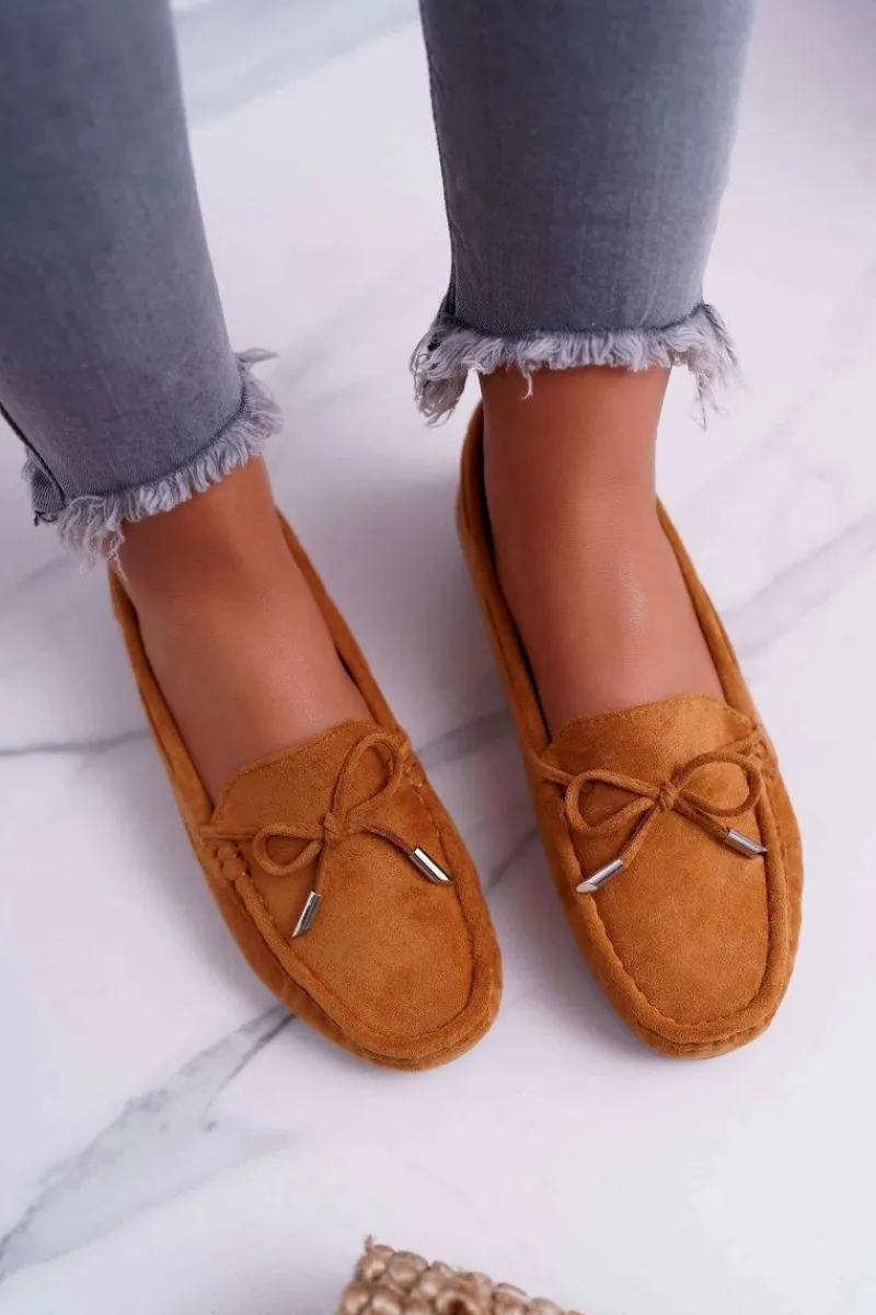 Outlet Mokasyny Damskie Zamszowe Komfortowe Camel Buggy Damskie Mokasyny Damskie Zamszowe