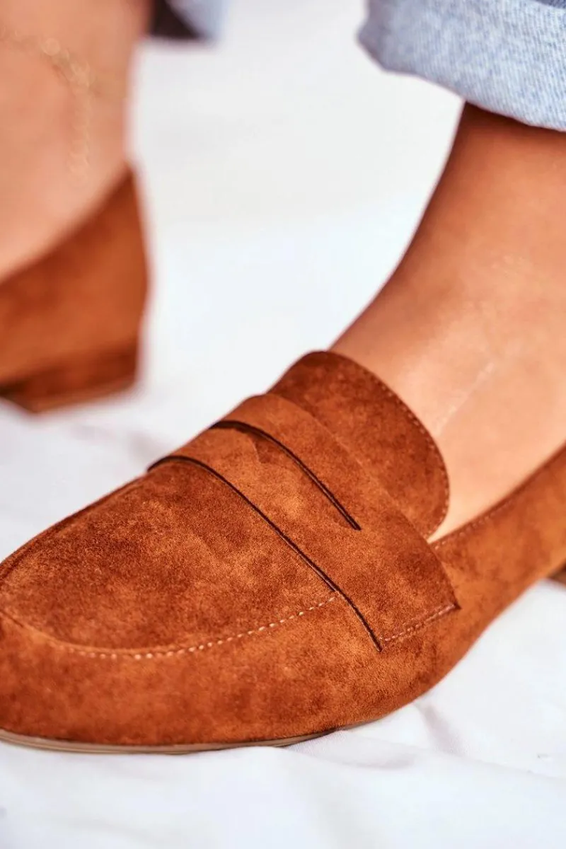 Mokasyny Damskie Zamszowe Sergio Leone MK734 Camel Nebbi Damskie Mokasyny Damskie Zamszowe