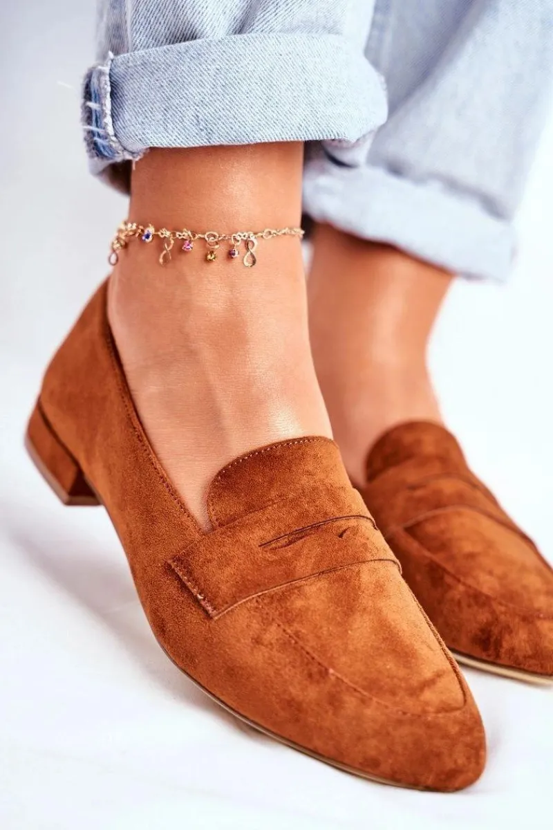 Mokasyny Damskie Zamszowe Sergio Leone MK734 Camel Nebbi Damskie Mokasyny Damskie Zamszowe