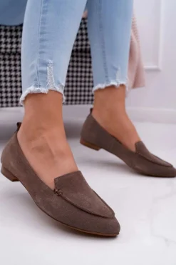 Discount Mokasyny Damskie Zamszowe Skóra Loafery Cappuccino Homny Damskie Mokasyny Damskie Zamszowe