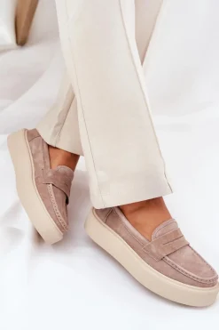 Mokasyny Damskie Zamszowe>Buty damskie Vinceza Mokasyny Damskie Zamszowe Na Platformie Vinceza 79535 Beżowe