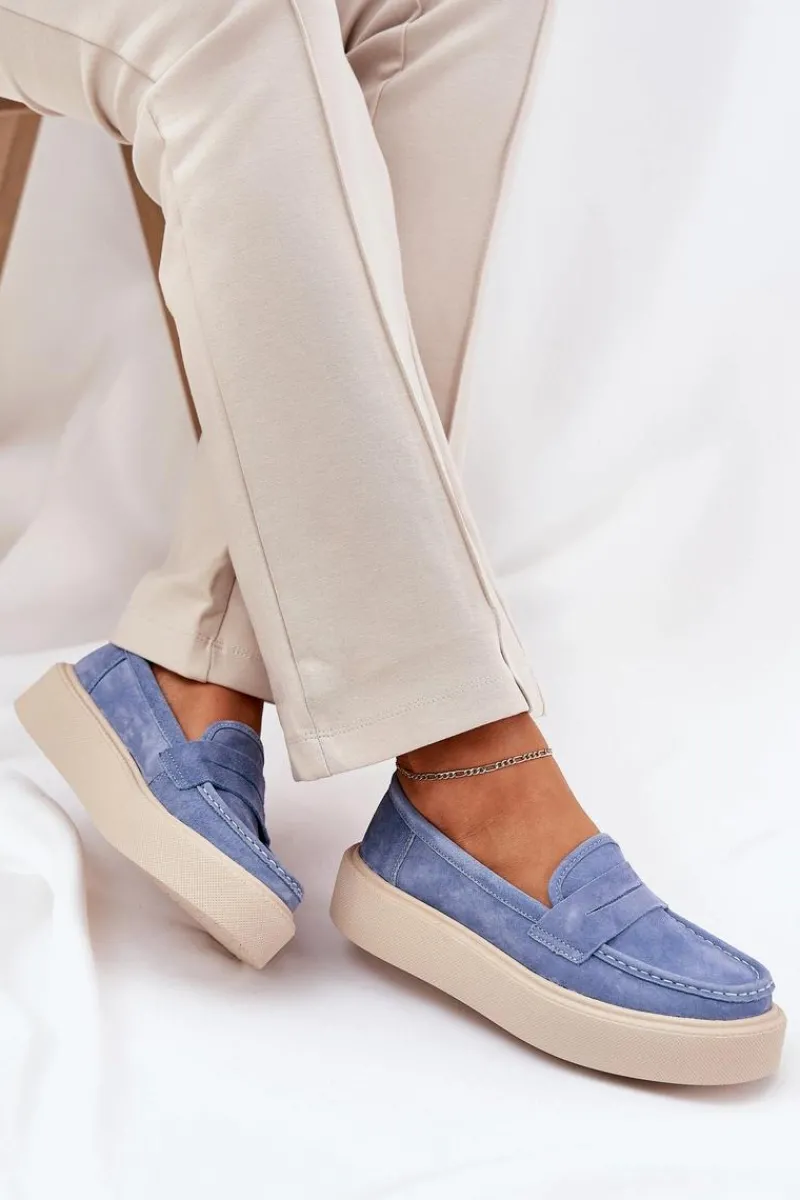 Discount Mokasyny Damskie Zamszowe Na Platformie Vinceza 79535 Niebieskie Damskie Mokasyny Damskie Zamszowe