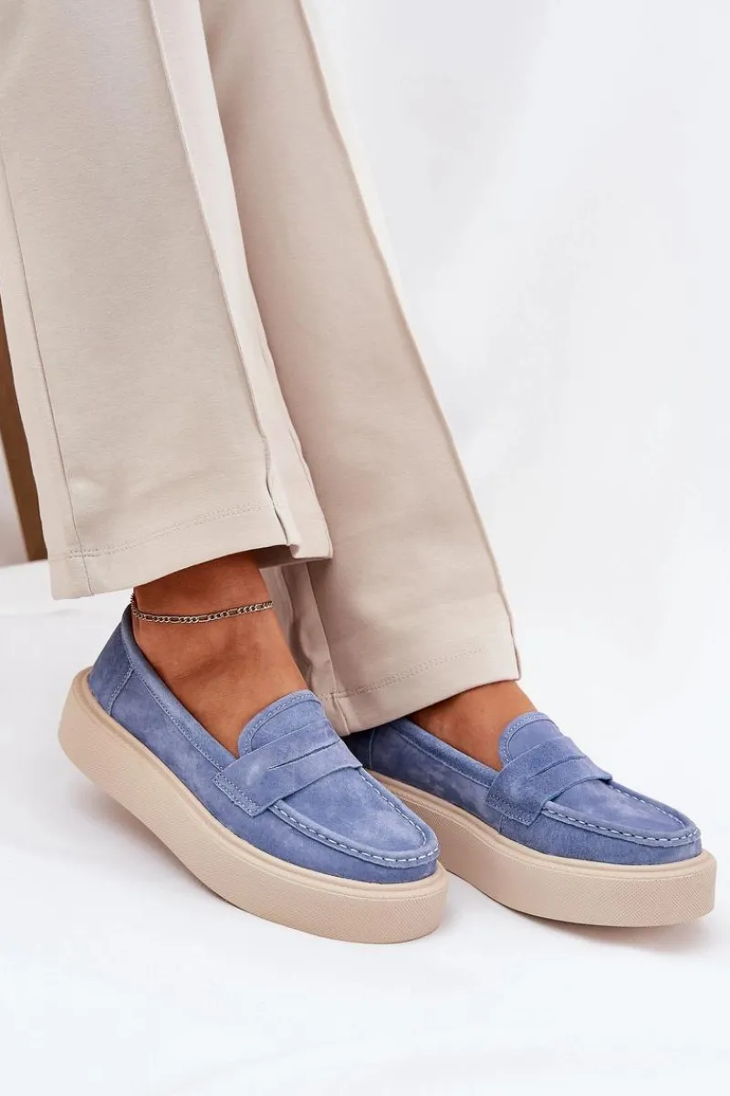 Discount Mokasyny Damskie Zamszowe Na Platformie Vinceza 79535 Niebieskie Damskie Mokasyny Damskie Zamszowe