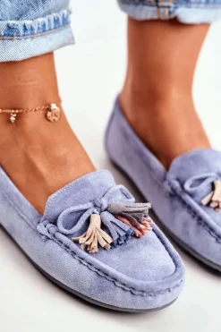 Sale Evento Mokasyny Damskie Zamszowe Modne Niebieskie Donna Mia