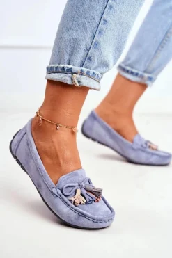 Sale Evento Mokasyny Damskie Zamszowe Modne Niebieskie Donna Mia