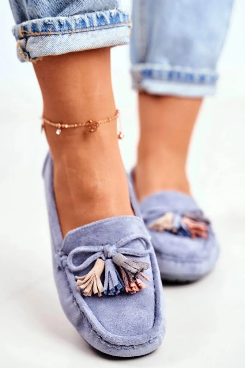 Sale Evento Mokasyny Damskie Zamszowe Modne Niebieskie Donna Mia