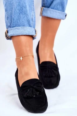 Mokasyny Damskie Zamszowe>Evento Mokasyny Damskie Zamszowe 20PB35-2003 Czarne Donna Mia