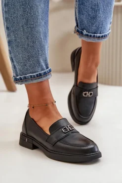 Clearance Mokasyny Damskie Ze Skóry Naturalnej Czarne Vinceza 58409 Damskie Loafersy Damskie|Mokasyny Damskie Lakierowane