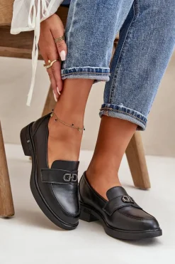 Clearance Mokasyny Damskie Ze Skóry Naturalnej Czarne Vinceza 58409 Damskie Loafersy Damskie|Mokasyny Damskie Lakierowane